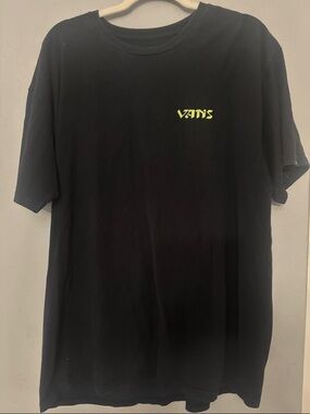 Vans Black Short Sleeve Tee with Neon Yellow Logo